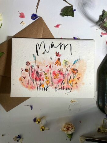 Carte de graines de fleurs sauvages plantables Mam Happy Birthday