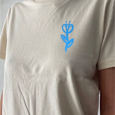 Camiseta algodón orgánico "Flor" crudo