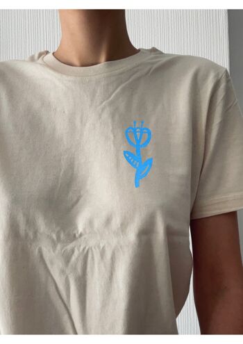 Ecru "Flower" organic cotton T-shirt 2