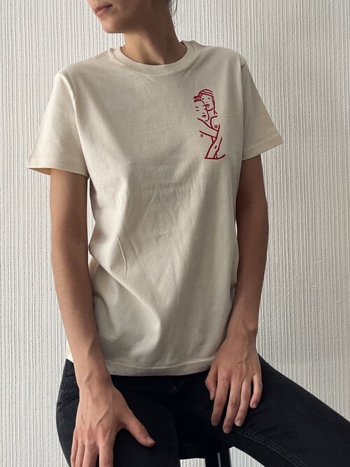 "Couple Enlacé" ecru t-shirt in organic cotton