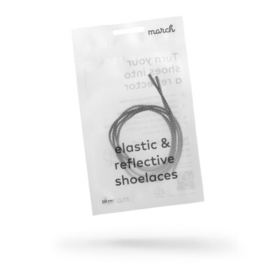 black elastic & reflective shoelaces 50 cm
