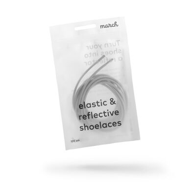 grey elastic & reflective shoelaces 100 cm