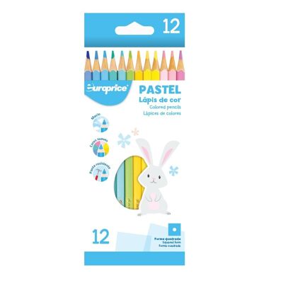12 crayons pastel carrés