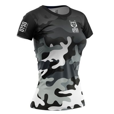 Damen Kurzarm T-Shirt Camo Grey