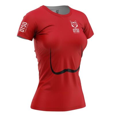 Damen Kurzarm T-Shirt Schnurrbart Rot