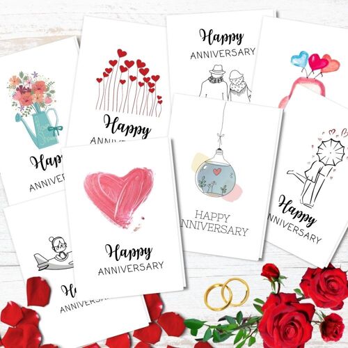 Handmade Eco Friendly | Plantable Seed or Organic Material Paper Anniversary Cards Anniversary Cards Pack of 5