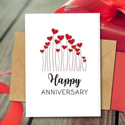 Handmade Eco Friendly | Plantable Seed or Organic Material Paper Anniversary Cards Heart Field Single Card
