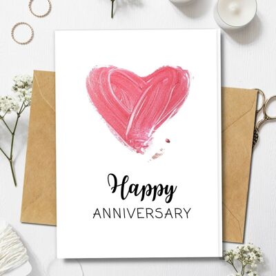 Handmade Eco Friendly | Plantable Seed or Organic Material Paper Anniversary Cards Lipstick Heart Single Card