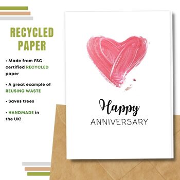 Fait à la main respectueux de l'environnement | Lot de 5 cartes d'anniversaire en papier pour graines ou matières organiques à planter Coeur rouge à lèvres 3