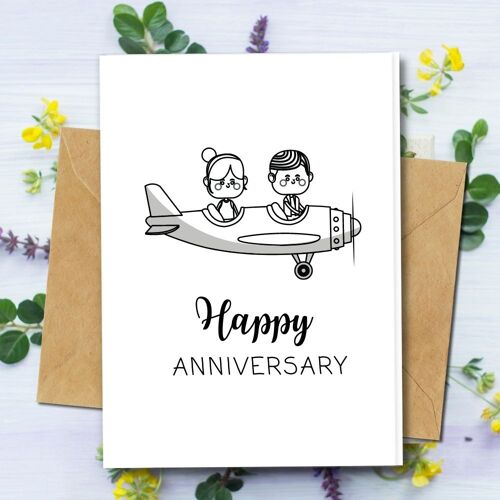 Handmade Eco Friendly | Plantable Seed or Organic Material Paper Anniversary Cards Love is in the Air Single Card
