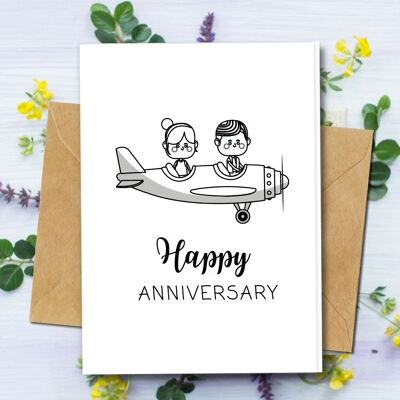 Handmade Eco Friendly | Plantable Seed or Organic Material Paper Anniversary Cards Love is in the Air Pack of 5