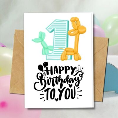 Handmade Eco Friendly | Plantable Seed or Organic Material Paper Birthday Cards My First Birthday Single Card