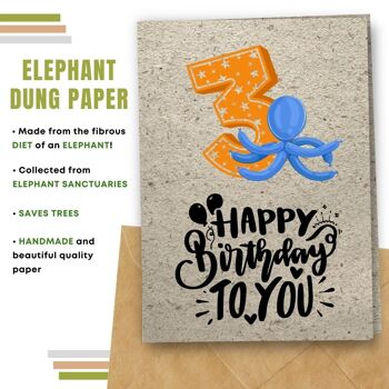 Fait à la main respectueux de l'environnement | Cartes d'anniversaire en papier de graines ou de matières organiques à planter Tournant 3 cartes simples 4