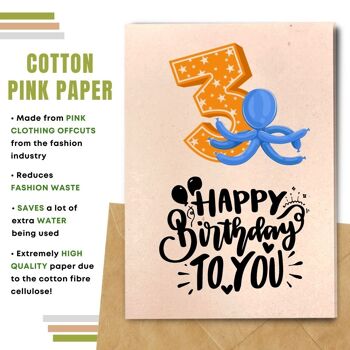 Fait à la main respectueux de l'environnement | Cartes d'anniversaire en papier de graines ou de matières organiques à planter Tournant 3 cartes simples 7