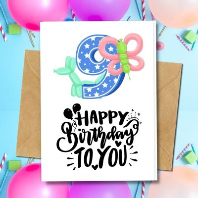 Handmade Eco Friendly | Plantable Seed or Organic Material Paper Birthday Cards 9th Birthday Single Card