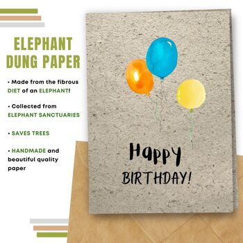 Fait à la main respectueux de l'environnement | Semences à planter ou papier de matière organique Cartes d'anniversaire Ballons d'anniversaire Carte simple 4