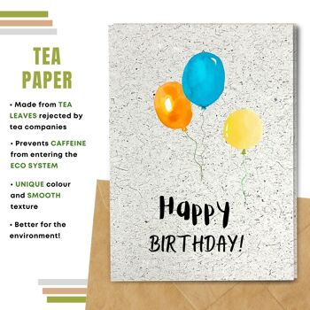Fait à la main respectueux de l'environnement | Semences à planter ou papier de matière organique Cartes d'anniversaire Ballons d'anniversaire Carte simple 8