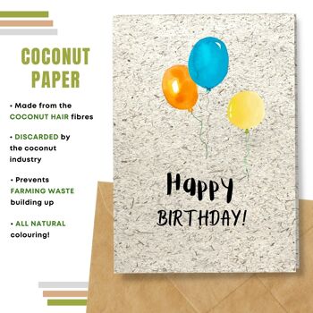 Fait à la main respectueux de l'environnement | Semences à planter ou papier de matière organique Cartes d'anniversaire Ballons d'anniversaire Carte simple 10