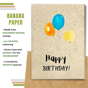 Fait à la main respectueux de l'environnement | Semences à planter ou papier de matière organique Cartes d'anniversaire Ballons d'anniversaire Carte simple 11