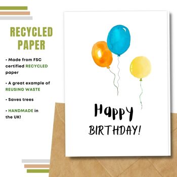 Fait à la main respectueux de l'environnement | Lot de 5 cartes d'anniversaire en papier à planter ou en matériau organique Ballons d'anniversaire 3
