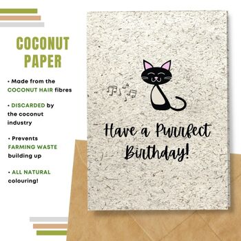 Fait à la main respectueux de l'environnement | Lot de 5 cartes d'anniversaire en papier pour graines à planter ou matériau organique Chat noir 10