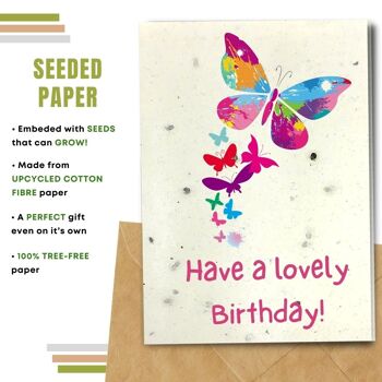 Fait à la main respectueux de l'environnement | Lot de 5 cartes d'anniversaire en papier à planter ou en matériau organique Papillons d'anniversaire 2