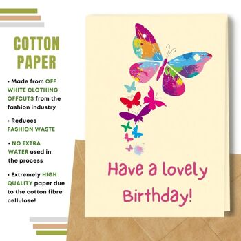 Fait à la main respectueux de l'environnement | Lot de 5 cartes d'anniversaire en papier à planter ou en matériau organique Papillons d'anniversaire 6