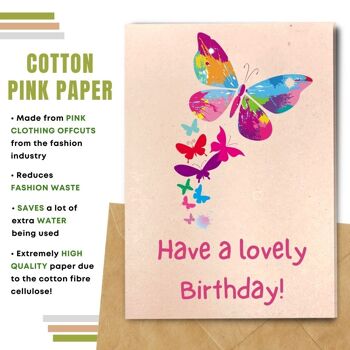 Fait à la main respectueux de l'environnement | Lot de 5 cartes d'anniversaire en papier à planter ou en matériau organique Papillons d'anniversaire 7