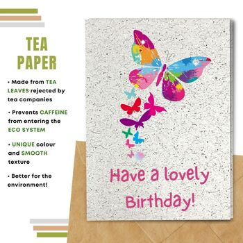 Fait à la main respectueux de l'environnement | Lot de 5 cartes d'anniversaire en papier à planter ou en matériau organique Papillons d'anniversaire 8