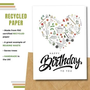 Fait à la main respectueux de l'environnement | Lot de 5 cartes d'anniversaire en papier pour graines à planter ou matériau organique Beating Garden 3