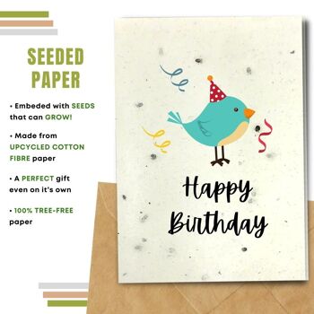 Fait à la main respectueux de l'environnement | Cartes d'anniversaire en papier de graines plantables ou de matières organiques Carte simple d'oiseau 2