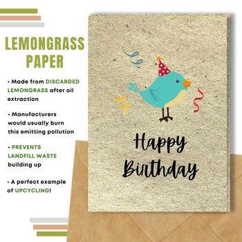 Fait à la main respectueux de l'environnement | Cartes d'anniversaire en papier de graines plantables ou de matières organiques Carte simple d'oiseau 5