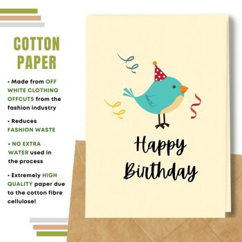 Fait à la main respectueux de l'environnement | Cartes d'anniversaire en papier de graines plantables ou de matières organiques Carte simple d'oiseau 6