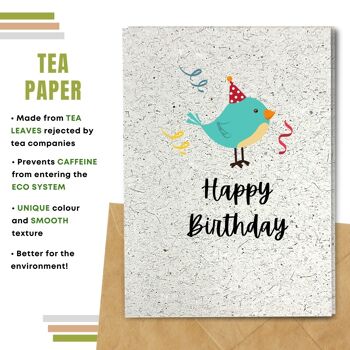 Fait à la main respectueux de l'environnement | Cartes d'anniversaire en papier de graines plantables ou de matières organiques Carte simple d'oiseau 8