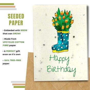 Fait à la main respectueux de l'environnement | Lot de 5 cartes d'anniversaire en papier pour graines plantables ou matières organiques 16