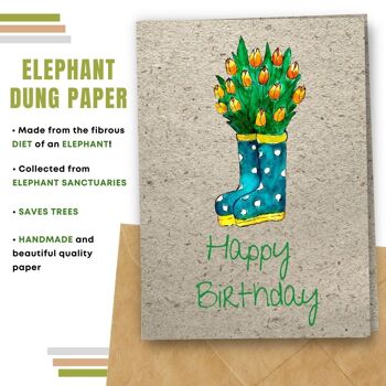 Fait à la main respectueux de l'environnement | Lot de 5 cartes d'anniversaire en papier pour graines ou matières organiques Boots'n Flowers 4
