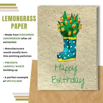 Fait à la main respectueux de l'environnement | Lot de 5 cartes d'anniversaire en papier pour graines ou matières organiques Boots'n Flowers 5