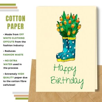 Fait à la main respectueux de l'environnement | Lot de 5 cartes d'anniversaire en papier pour graines ou matières organiques Boots'n Flowers 6
