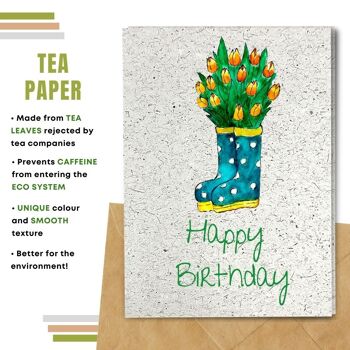 Fait à la main respectueux de l'environnement | Lot de 5 cartes d'anniversaire en papier pour graines ou matières organiques Boots'n Flowers 8