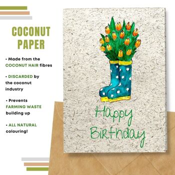 Fait à la main respectueux de l'environnement | Lot de 5 cartes d'anniversaire en papier pour graines ou matières organiques Boots'n Flowers 10