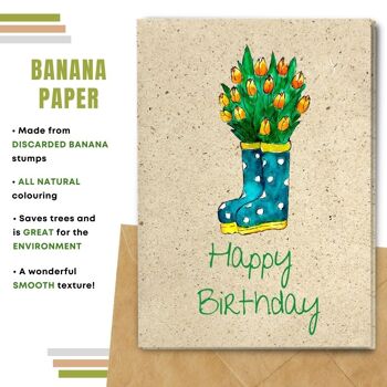 Fait à la main respectueux de l'environnement | Lot de 5 cartes d'anniversaire en papier pour graines ou matières organiques Boots'n Flowers 11