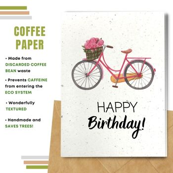 Fait à la main respectueux de l'environnement | Cartes d'anniversaire en papier de graines plantables ou de matières organiques Carte simple de vélo et de roses 9
