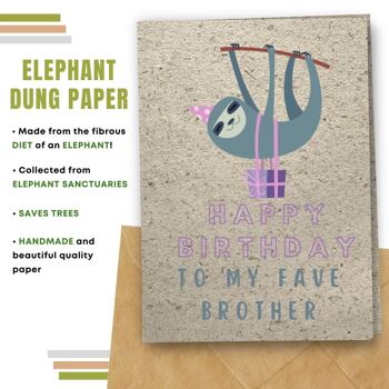 Fait à la main respectueux de l'environnement | Graines plantables ou cartes d'anniversaire en papier de matière organique Brother Sloth Single Card 4