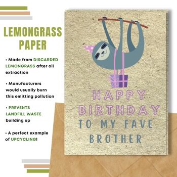 Fait à la main respectueux de l'environnement | Graines plantables ou cartes d'anniversaire en papier de matière organique Brother Sloth Single Card 5
