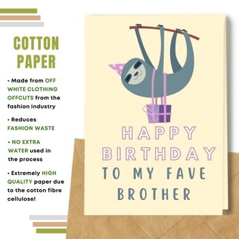 Fait à la main respectueux de l'environnement | Graines plantables ou cartes d'anniversaire en papier de matière organique Brother Sloth Single Card 6