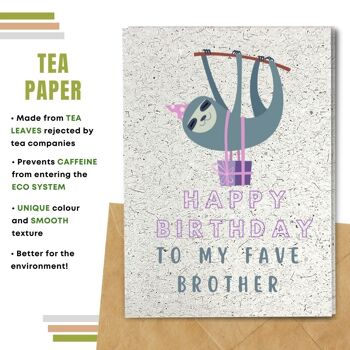 Fait à la main respectueux de l'environnement | Graines plantables ou cartes d'anniversaire en papier de matière organique Brother Sloth Single Card 8