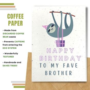 Fait à la main respectueux de l'environnement | Graines plantables ou cartes d'anniversaire en papier de matière organique Brother Sloth Single Card 9