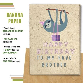 Fait à la main respectueux de l'environnement | Graines plantables ou cartes d'anniversaire en papier de matière organique Brother Sloth Single Card 11
