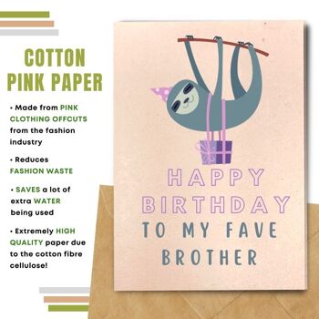 Fait à la main respectueux de l'environnement | Lot de 5 cartes d'anniversaire en papier pour graines à planter ou matériau organique Brother Sloth 7