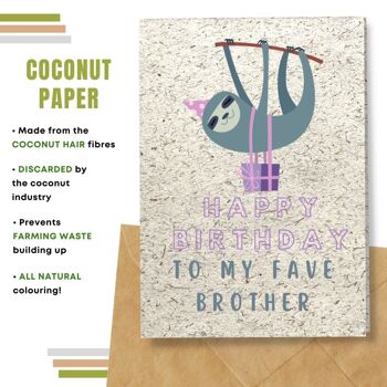 Fait à la main respectueux de l'environnement | Lot de 5 cartes d'anniversaire en papier pour graines à planter ou matériau organique Brother Sloth 10